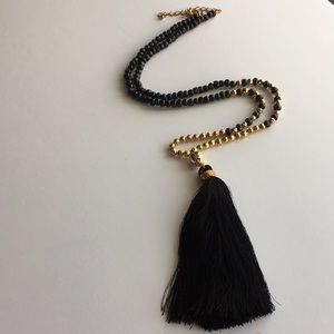 Boho Tassel Black/ Gold beaded necklace